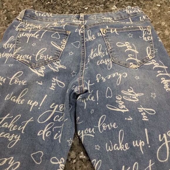 Copperfield Women’s High Rise Ankle Skinny Jeans Script Print Size 6 - Picture 8 of 12